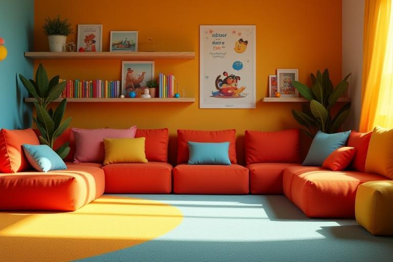 Colorful playzone and reading corner